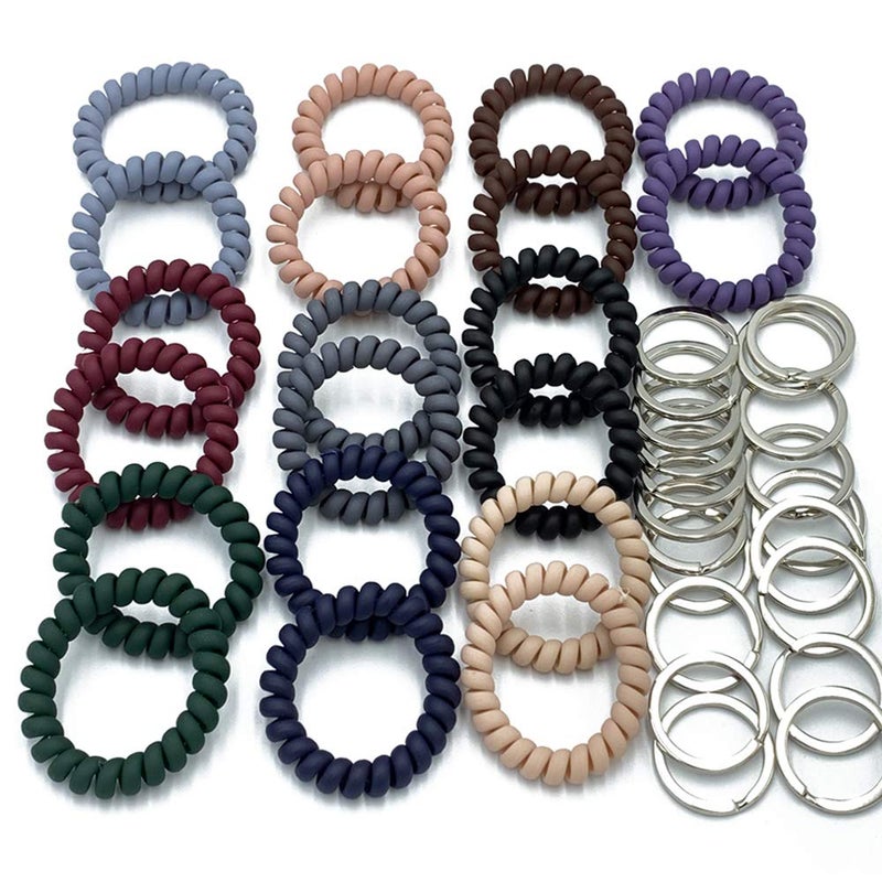 FRUTA Dohuge 20 Pcs Mix Color Plastic Coil Stretch Wristband Keychain (A) - Image 4
